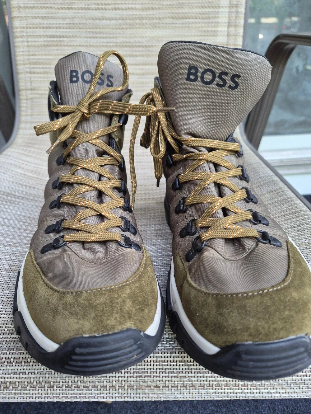 BOSS Hugo Boss Men's Chester Suede Hiking Boots Olive Green 43 / US 12